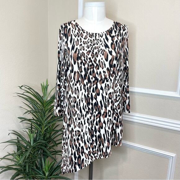 CHICO'S TRAVELERS CLASSIC Animal Sierra Dress Top  Size 2(L) - Picture 3 of 16